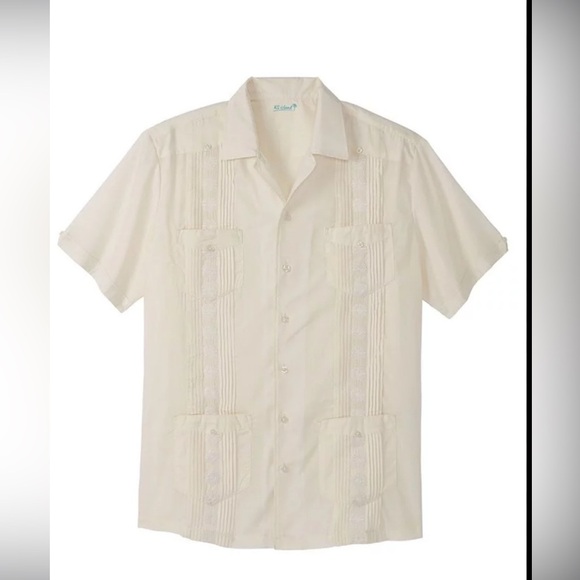 KS Island Linen Blend Button Down Shirt Size 3XL. Swim/ cover, tropical, boho. - Picture 1 of 8